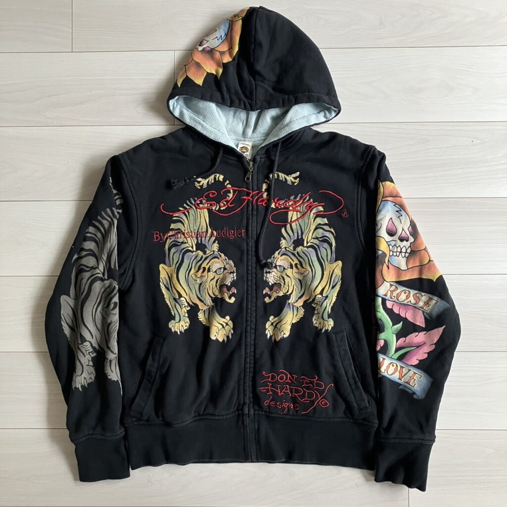 ed hardy 松村北斗 ジップアップパーカー フーディー 虎 古着 エドハーディー